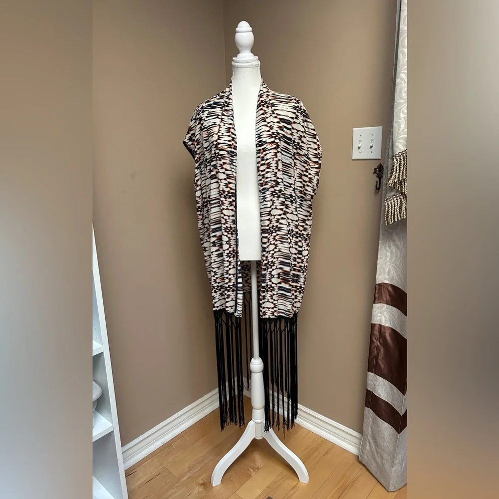 Mustard Seed colour-block Fringe Cover-up - Picture 1 of 6